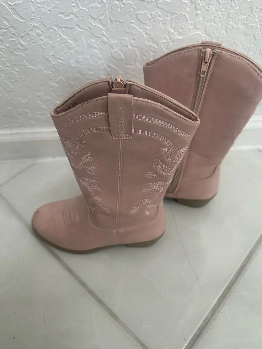Kensie Girl Dusty Pink Mid-Calf Western Boots with Side Zip